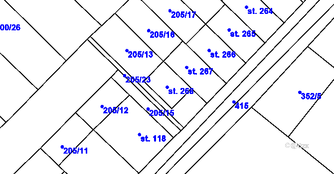 Parcela st. 268 v KÚ Vinary u Přerova, Katastrální mapa