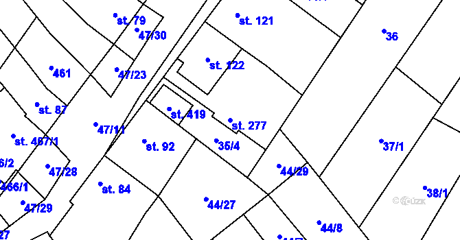 Parcela st. 277 v KÚ Vinary u Přerova, Katastrální mapa