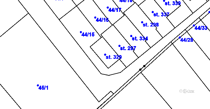 Parcela st. 329 v KÚ Vinary u Přerova, Katastrální mapa