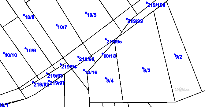 Parcela st. 10/18 v KÚ Vinary u Přerova, Katastrální mapa
