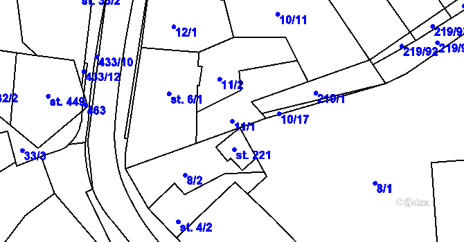 Parcela st. 11/1 v KÚ Vinary u Přerova, Katastrální mapa
