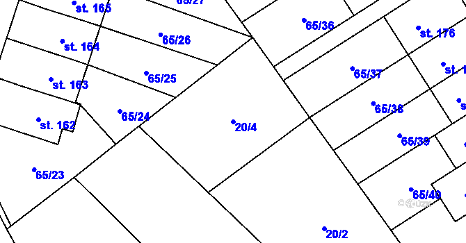 Parcela st. 20/4 v KÚ Vinary u Přerova, Katastrální mapa