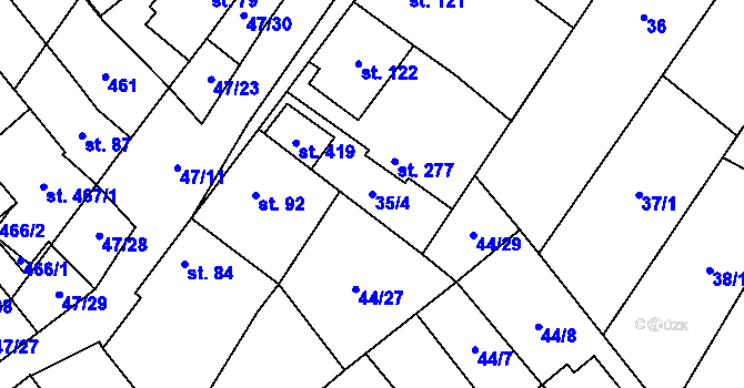 Parcela st. 35/4 v KÚ Vinary u Přerova, Katastrální mapa