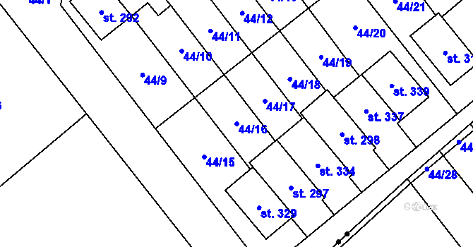 Parcela st. 44/16 v KÚ Vinary u Přerova, Katastrální mapa