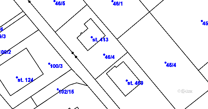 Parcela st. 46/4 v KÚ Vinary u Přerova, Katastrální mapa