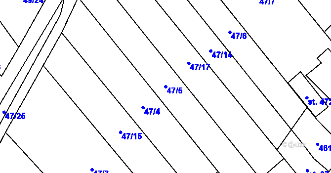 Parcela st. 47/5 v KÚ Vinary u Přerova, Katastrální mapa