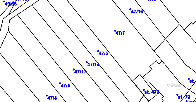 Parcela st. 47/6 v KÚ Vinary u Přerova, Katastrální mapa