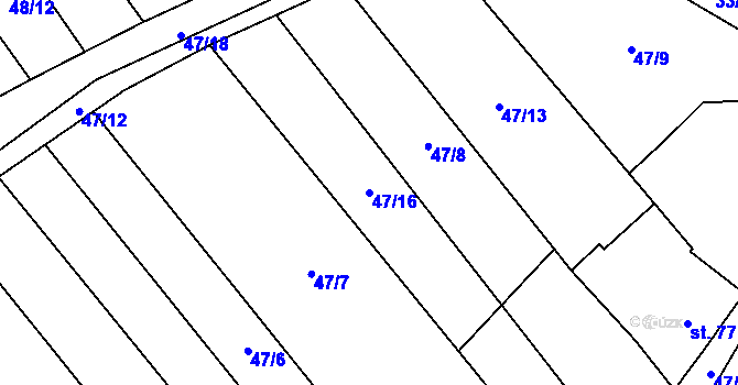 Parcela st. 47/16 v KÚ Vinary u Přerova, Katastrální mapa