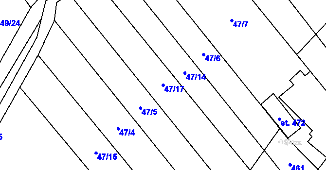 Parcela st. 47/17 v KÚ Vinary u Přerova, Katastrální mapa