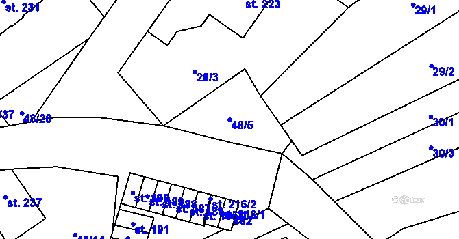 Parcela st. 48/5 v KÚ Vinary u Přerova, Katastrální mapa