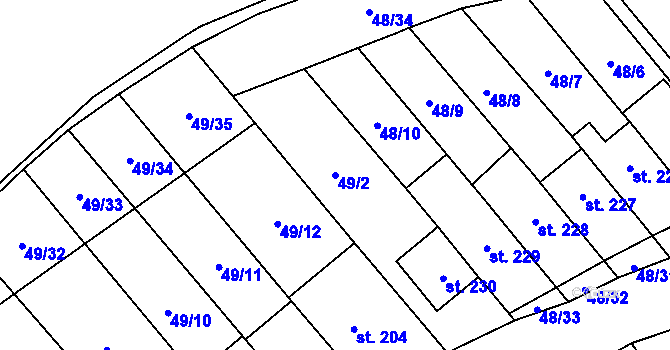Parcela st. 49/2 v KÚ Vinary u Přerova, Katastrální mapa