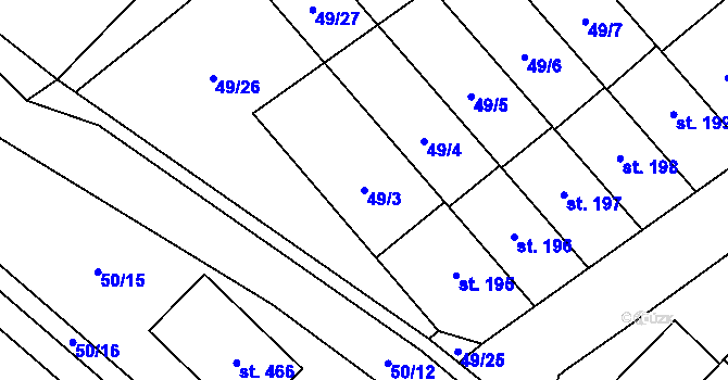Parcela st. 49/3 v KÚ Vinary u Přerova, Katastrální mapa