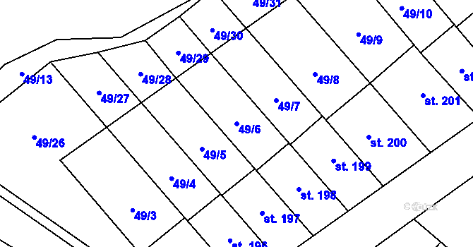 Parcela st. 49/6 v KÚ Vinary u Přerova, Katastrální mapa