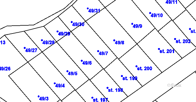 Parcela st. 49/7 v KÚ Vinary u Přerova, Katastrální mapa