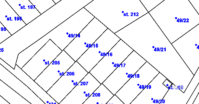 Parcela st. 49/16 v KÚ Vinary u Přerova, Katastrální mapa
