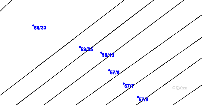 Parcela st. 58/13 v KÚ Vinary u Přerova, Katastrální mapa