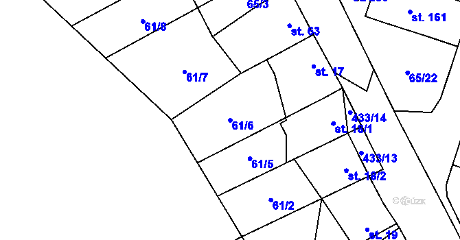 Parcela st. 61/6 v KÚ Vinary u Přerova, Katastrální mapa