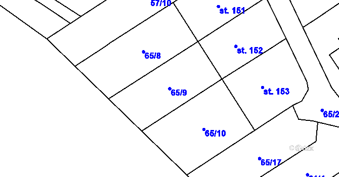 Parcela st. 65/9 v KÚ Vinary u Přerova, Katastrální mapa