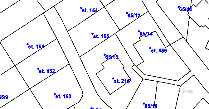 Parcela st. 65/13 v KÚ Vinary u Přerova, Katastrální mapa