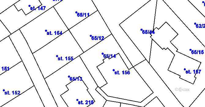 Parcela st. 65/14 v KÚ Vinary u Přerova, Katastrální mapa