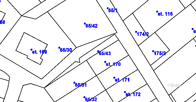 Parcela st. 65/43 v KÚ Vinary u Přerova, Katastrální mapa