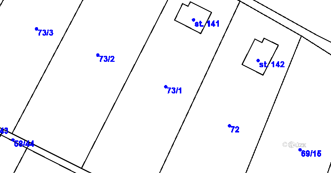 Parcela st. 73/1 v KÚ Vinary u Přerova, Katastrální mapa