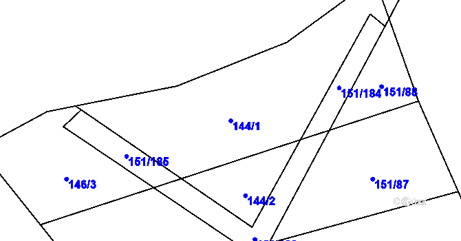 Parcela st. 144/1 v KÚ Vinary u Přerova, Katastrální mapa