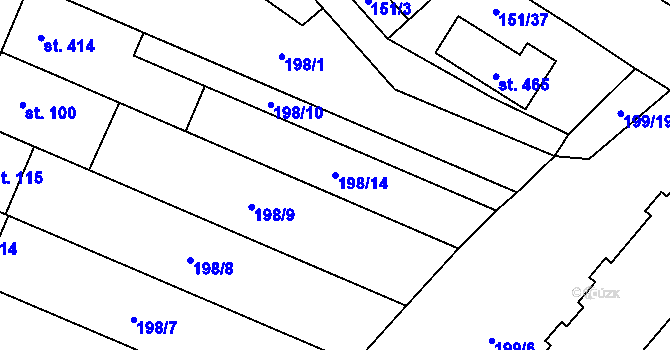 Parcela st. 198/14 v KÚ Vinary u Přerova, Katastrální mapa