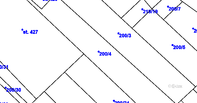 Parcela st. 200/4 v KÚ Vinary u Přerova, Katastrální mapa
