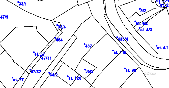 Parcela st. 437 v KÚ Vinary u Přerova, Katastrální mapa
