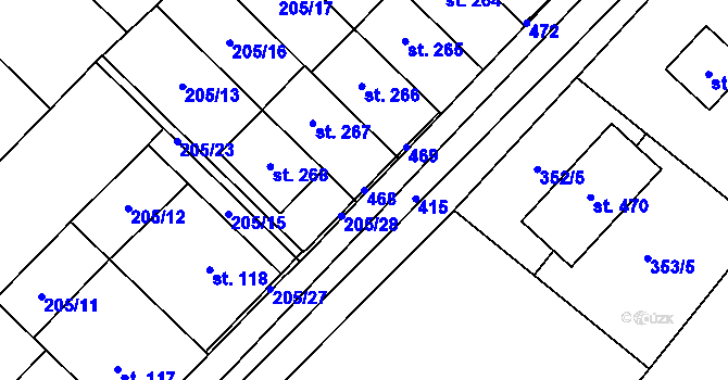 Parcela st. 468 v KÚ Vinary u Přerova, Katastrální mapa