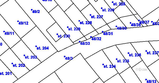 Parcela st. 48/33 v KÚ Vinary u Přerova, Katastrální mapa
