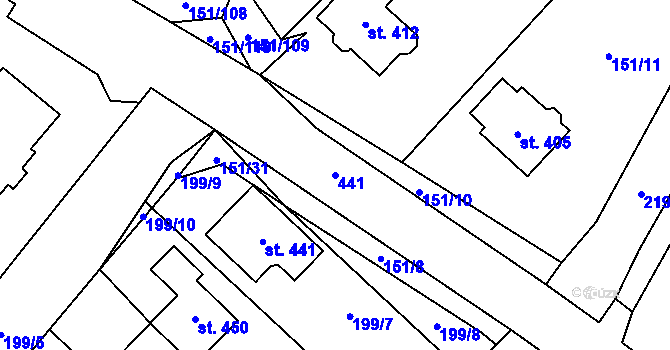 Parcela st. 441 v KÚ Vinary u Přerova, Katastrální mapa