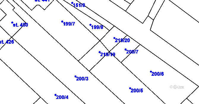 Parcela st. 219/19 v KÚ Vinary u Přerova, Katastrální mapa