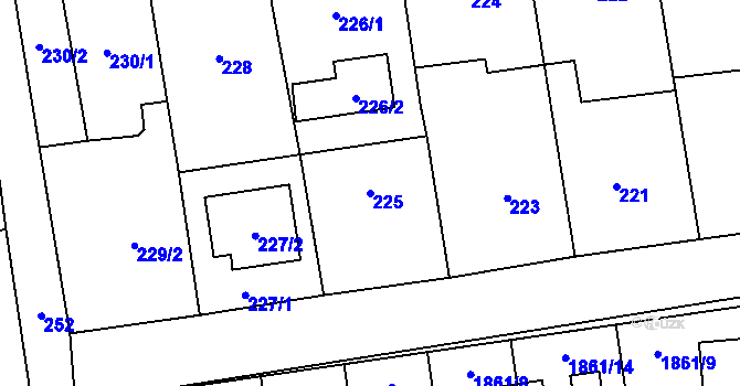 Parcela st. 225 v KÚ Viničné Šumice, Katastrální mapa