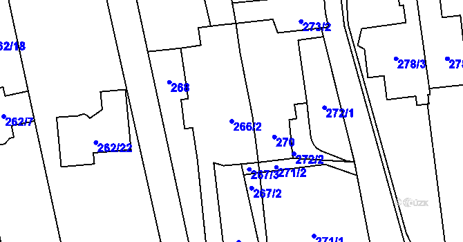 Parcela st. 266/2 v KÚ Viničné Šumice, Katastrální mapa