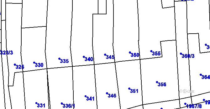 Parcela st. 345 v KÚ Viničné Šumice, Katastrální mapa