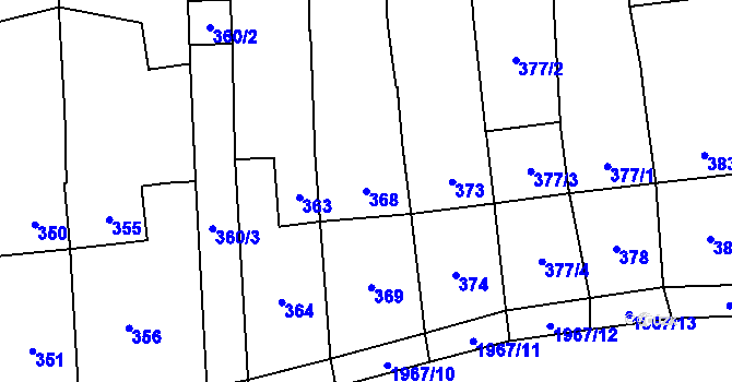 Parcela st. 368 v KÚ Viničné Šumice, Katastrální mapa