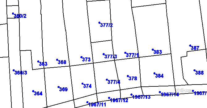 Parcela st. 377/3 v KÚ Viničné Šumice, Katastrální mapa