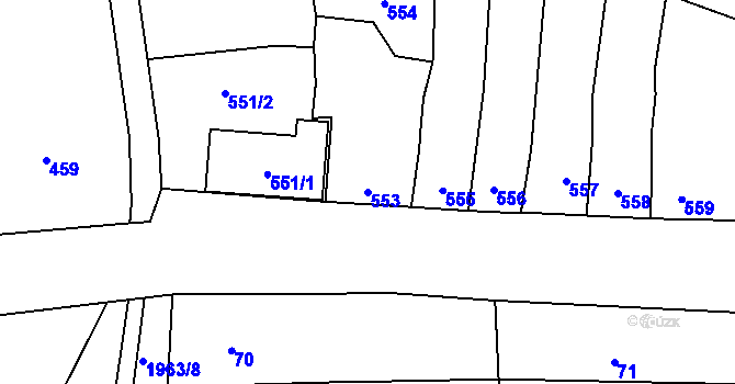 Parcela st. 553 v KÚ Viničné Šumice, Katastrální mapa
