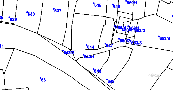 Parcela st. 644 v KÚ Viničné Šumice, Katastrální mapa