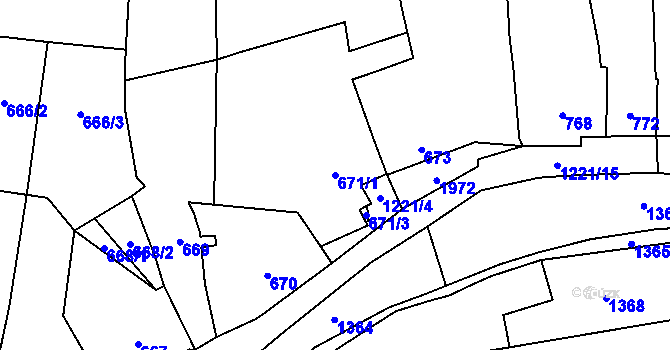 Parcela st. 671/1 v KÚ Viničné Šumice, Katastrální mapa
