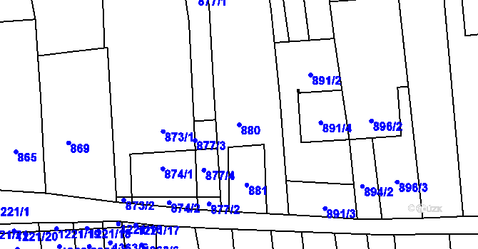Parcela st. 880 v KÚ Viničné Šumice, Katastrální mapa