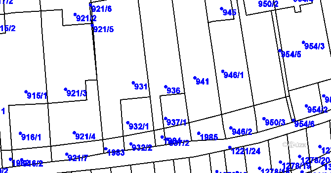 Parcela st. 936 v KÚ Viničné Šumice, Katastrální mapa