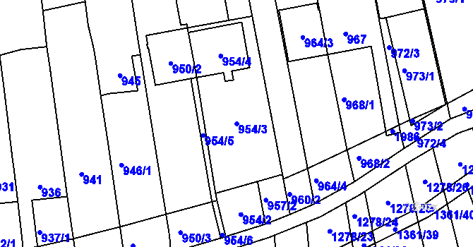 Parcela st. 954/3 v KÚ Viničné Šumice, Katastrální mapa
