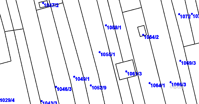 Parcela st. 1055/1 v KÚ Viničné Šumice, Katastrální mapa