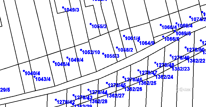 Parcela st. 1055/3 v KÚ Viničné Šumice, Katastrální mapa