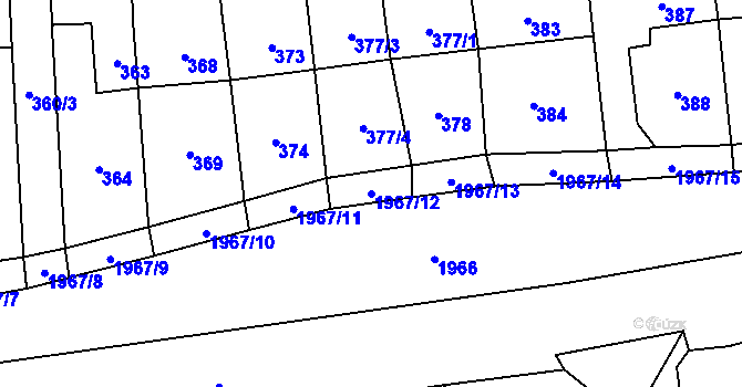 Parcela st. 1967/12 v KÚ Viničné Šumice, Katastrální mapa