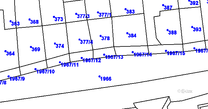 Parcela st. 1967/13 v KÚ Viničné Šumice, Katastrální mapa