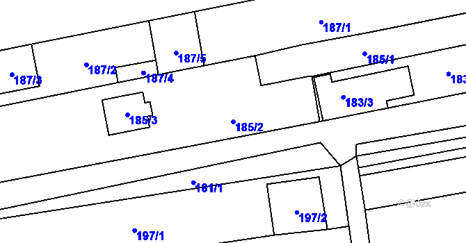 Parcela st. 185/2 v KÚ Viničné Šumice, Katastrální mapa
